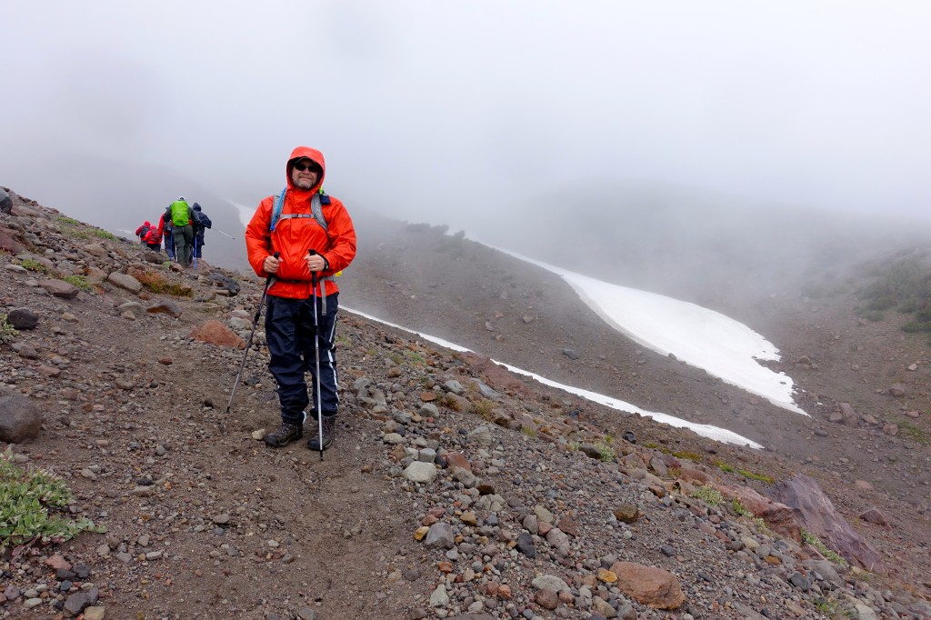 Getting ready to make our way across some of the snow fields.