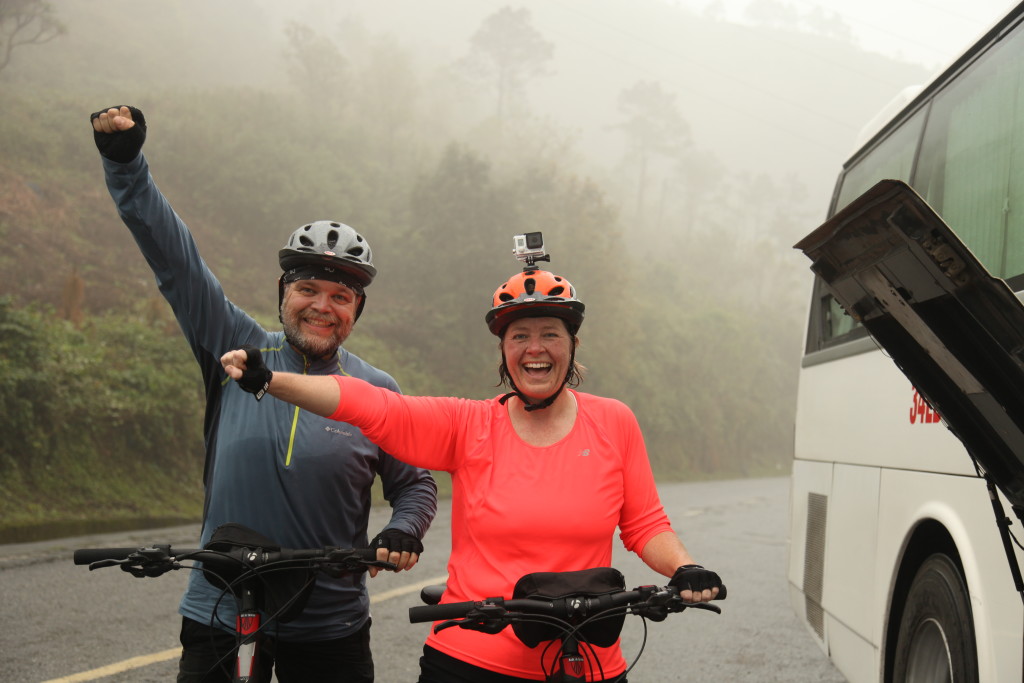 Reaching the top of Hai Van Mountain Pass, Vietnam