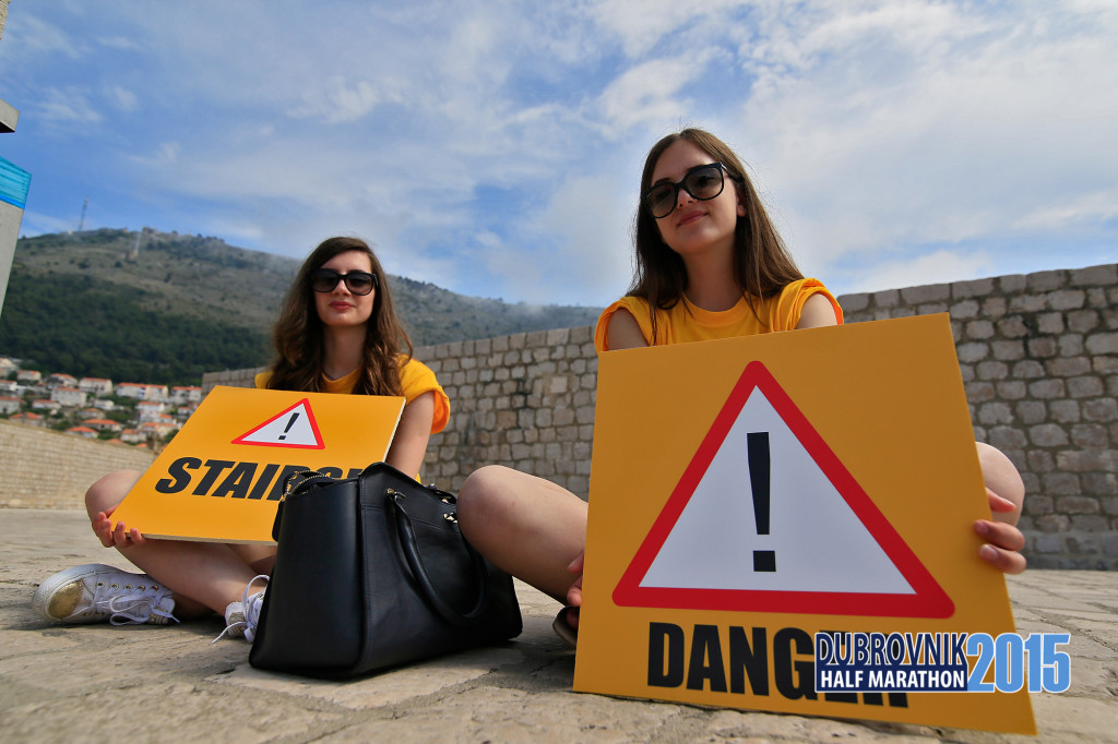 There were a bunch of volunteers with helpful caution signs all along the route.