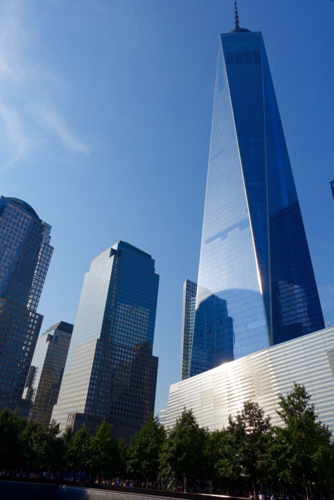 The new "Freedom Tower" World Trade Center building looking down over Ground Zero in New York. 