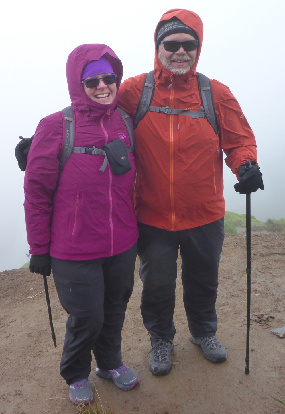 All bundled up, hiking Cayambe-Coca