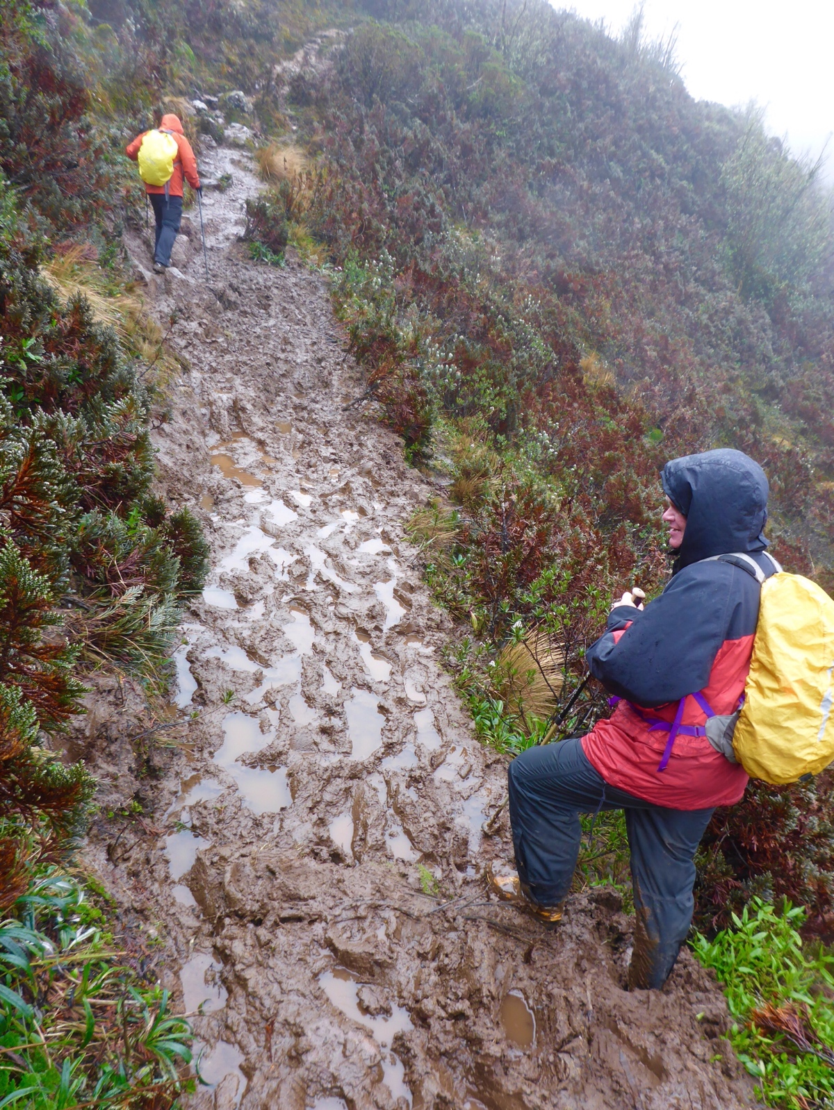 Jorgen (red/black jacket) tromped along swimmingly in his brilliant rubber boots!