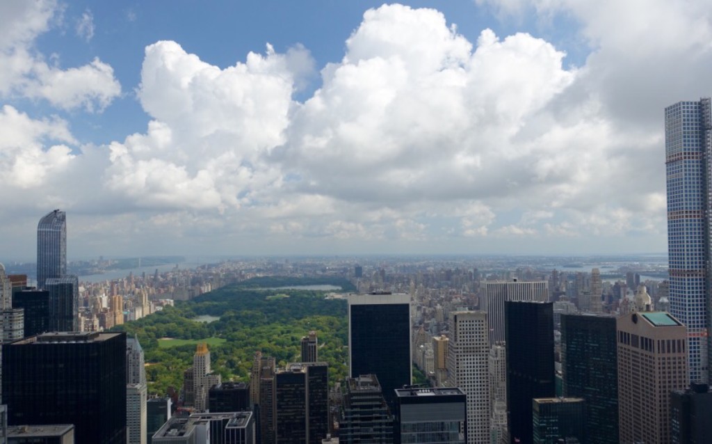 Looking north toward Central Park from atop Rockefeller Center.