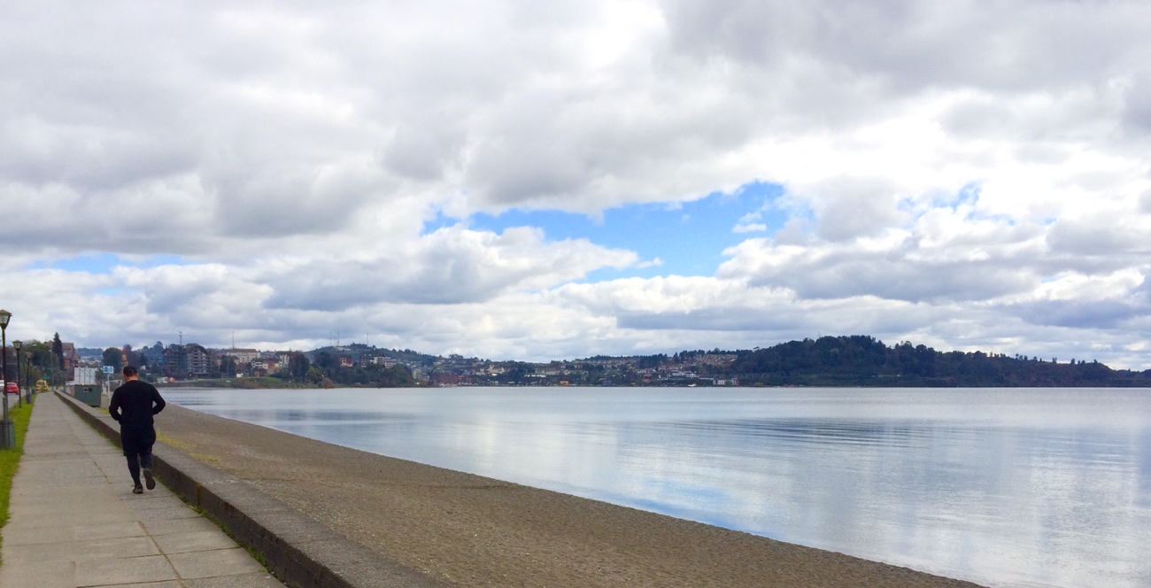 Glenn enjoying a run along the lake in Chile