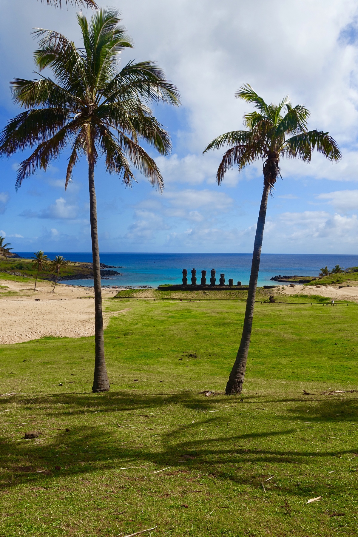 The statues at Anakena, the only sandy beach on Easter Island