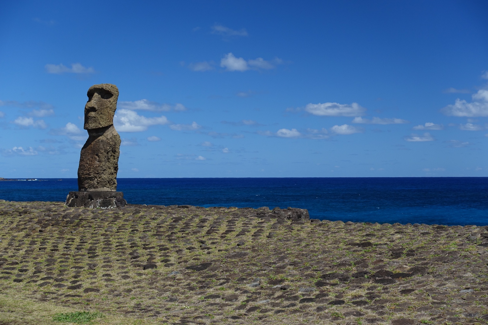Some moai stand alone on Easter Island.