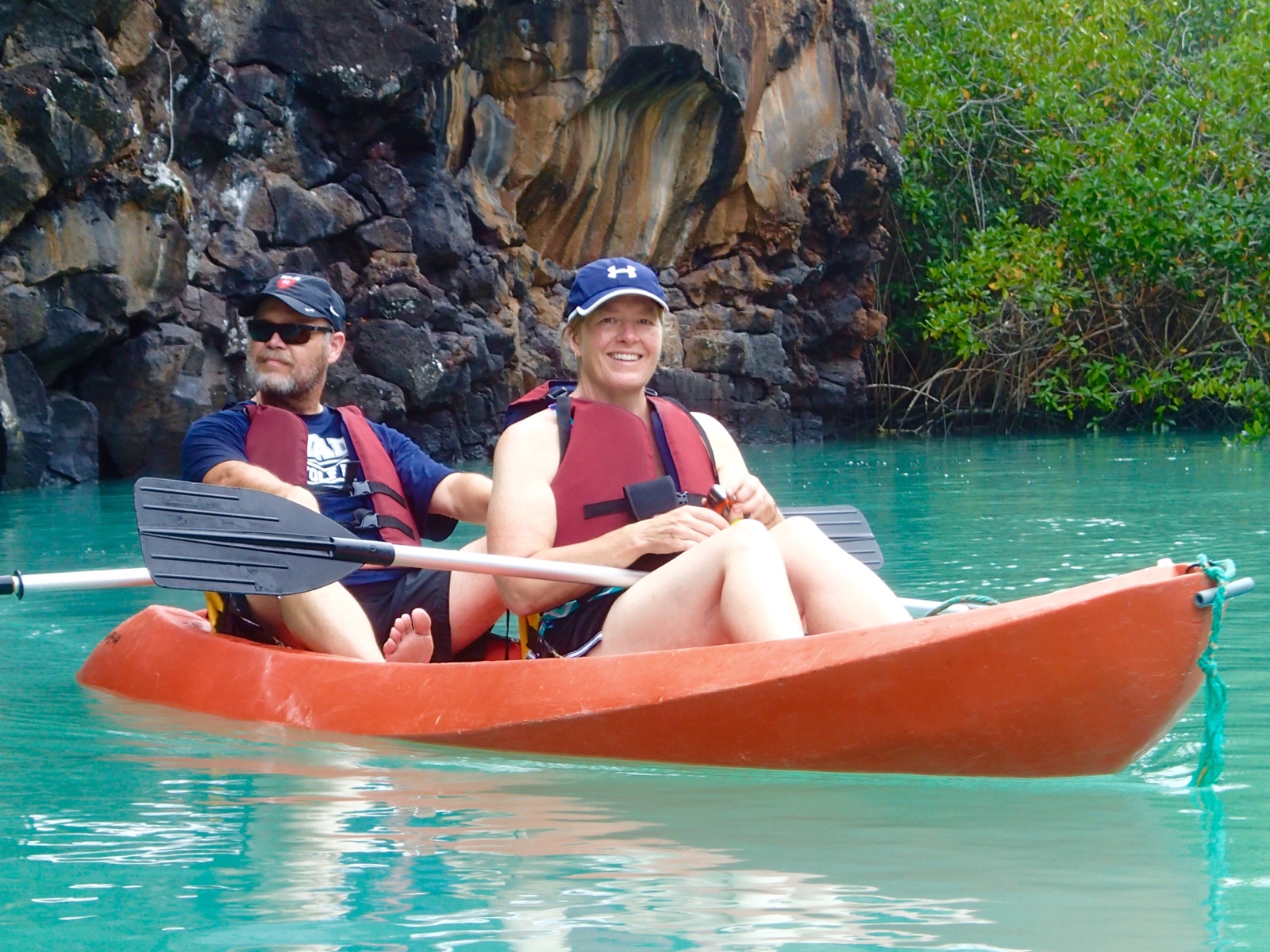 Kayaking around some quiet bays to view the wildlife along the shore in the Galapagos