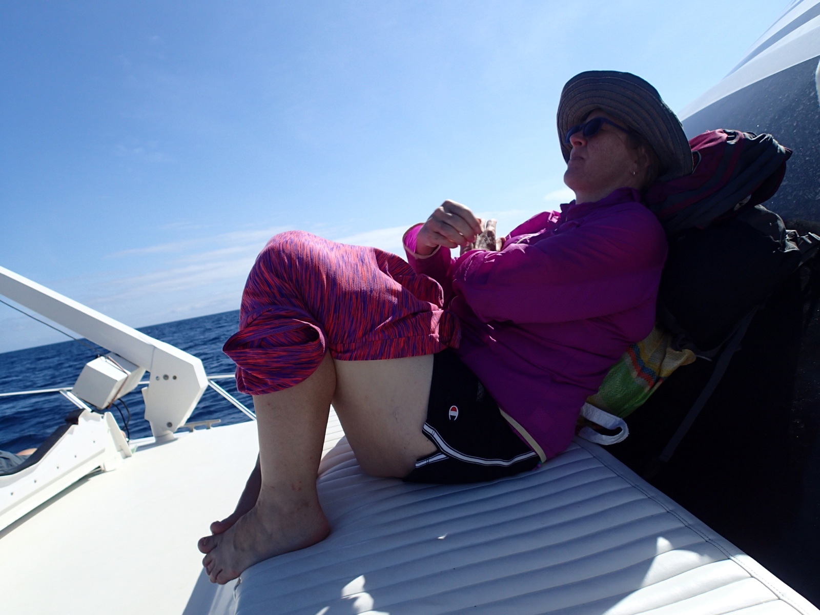 Relaxing on one of countless boat trips to different islands.