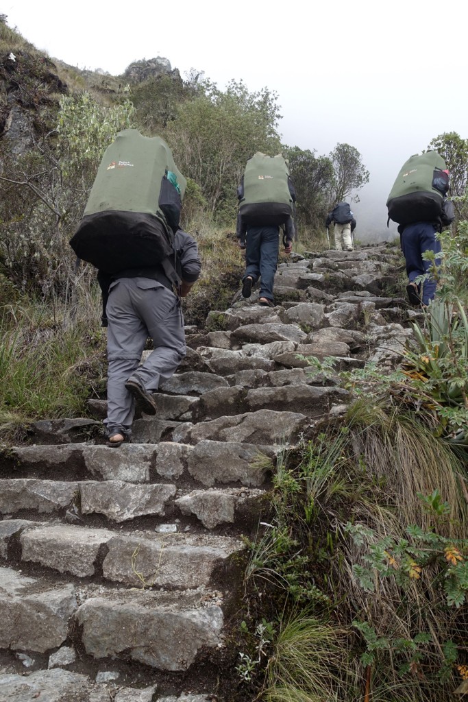 Several of our porters, carrying our food, tents, clothing on the Inca Trail.