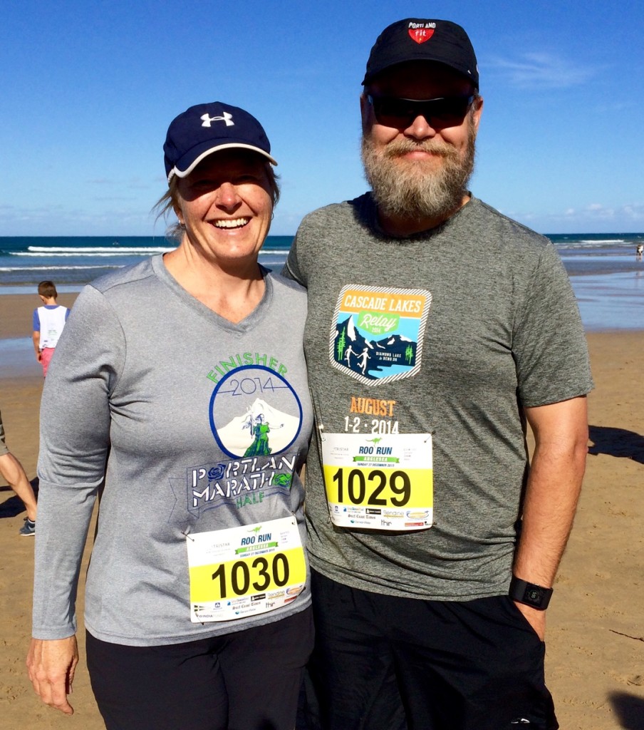 Glenn and I running in the "Roo Run" in the little town of Anglesea, Australia.
