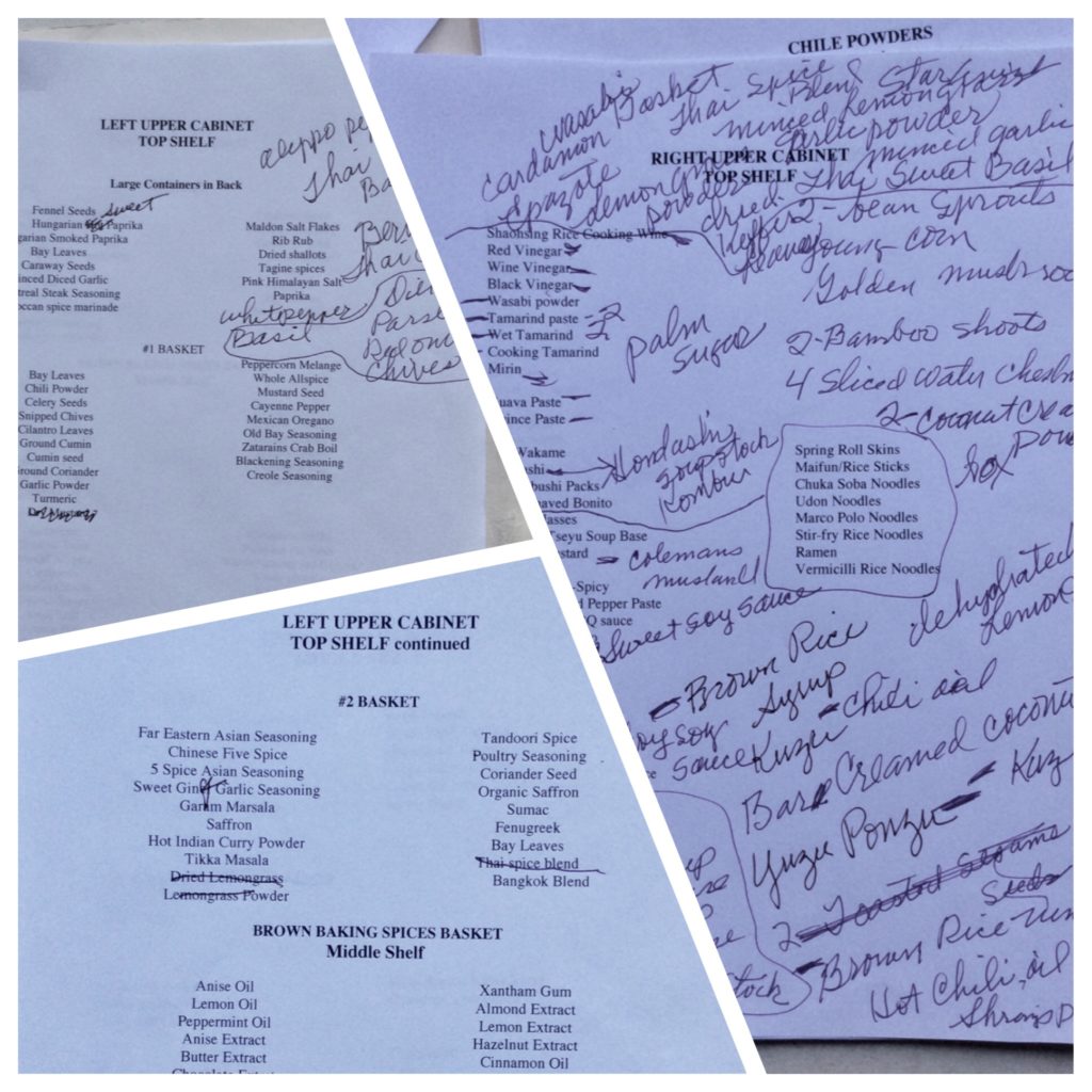 A small sample of my mom's food inventory system.