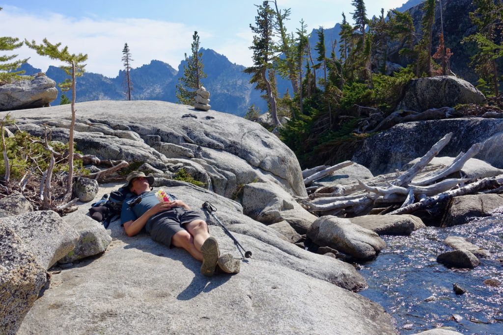 Chris enjoying a brief rest on our hike.