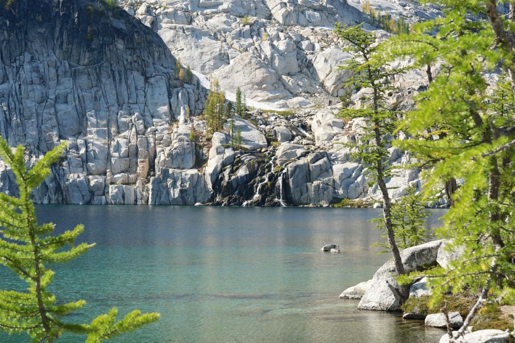 Waterfall across the way at Perfection Lake. 