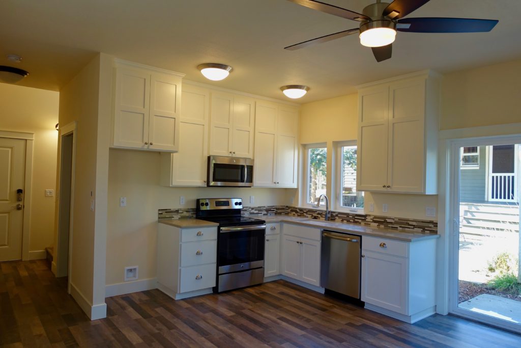 You can see the back porch of our main house through the sliding glass door.