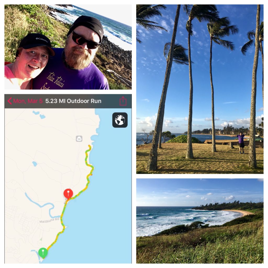 Our "Hawaii 5-0" - a five mile run (plus two mile walk) along the beach