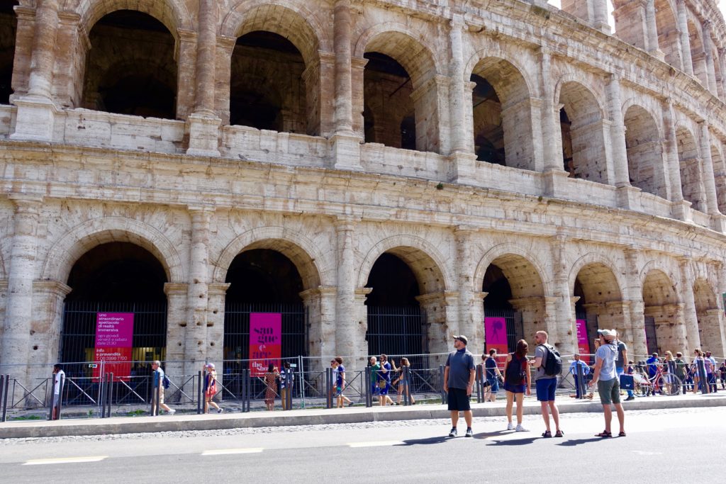 Glenn, Susan, Kyle and Michael taking in the outside of the Roman Colosseum.