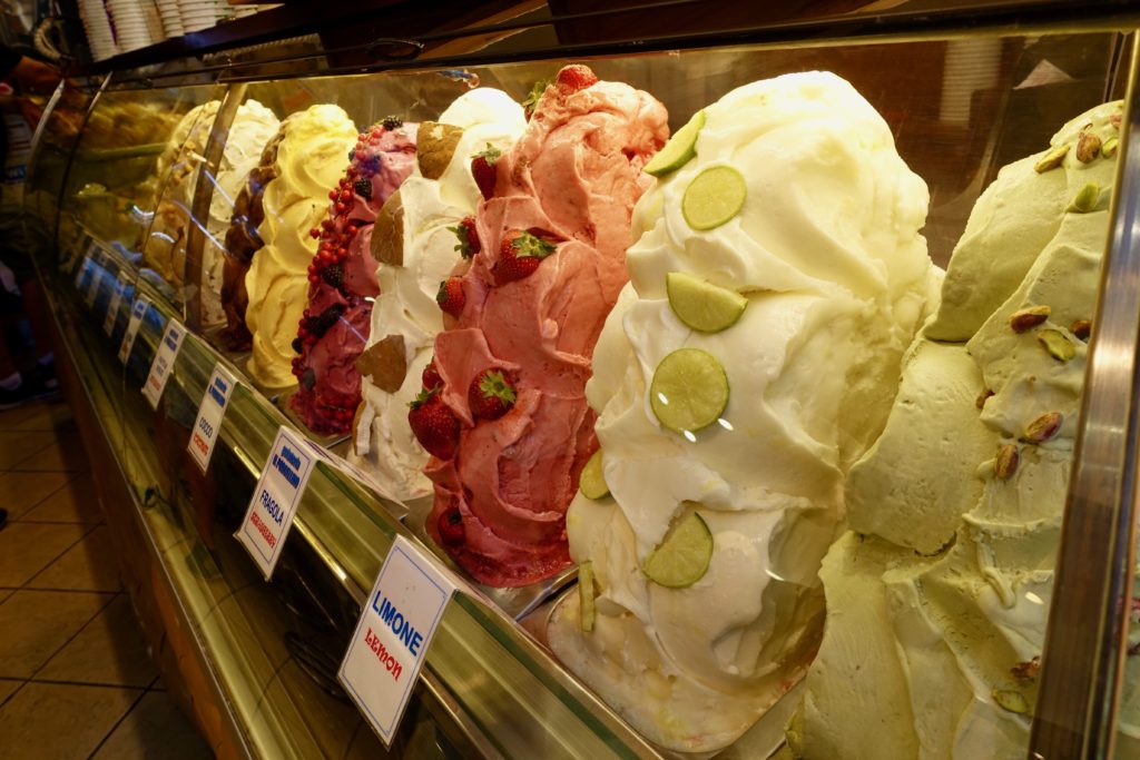 Impressive display of Italian gelato