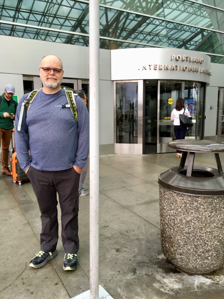 Glenn at the PDX airport getting ready to leave.