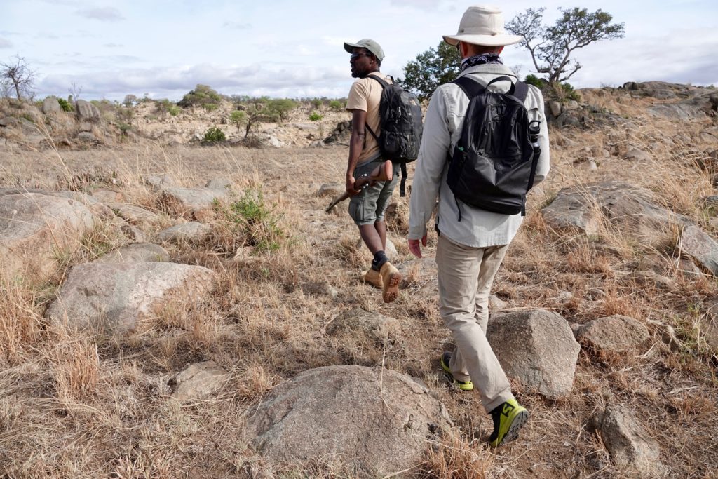 John following our safari guide Douglas into the wilds.