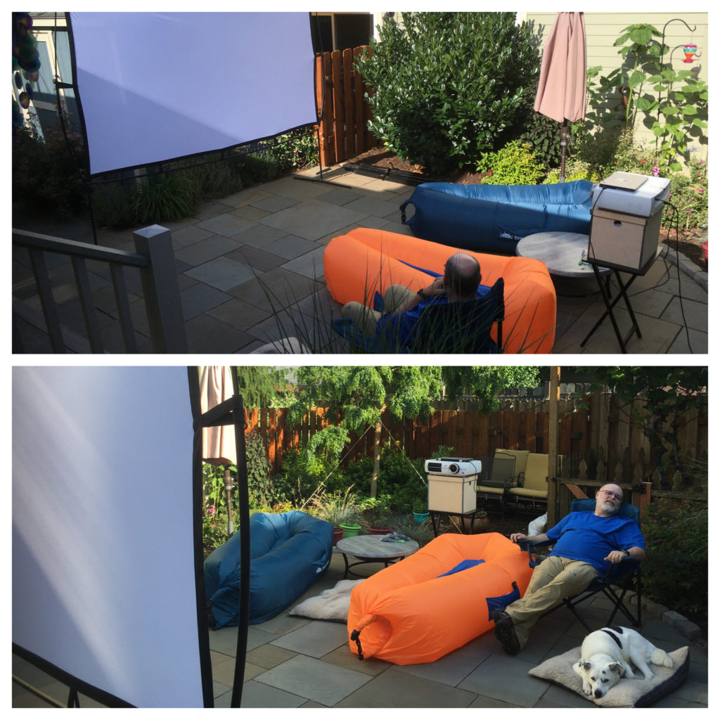 A movie theater we built in our backyard