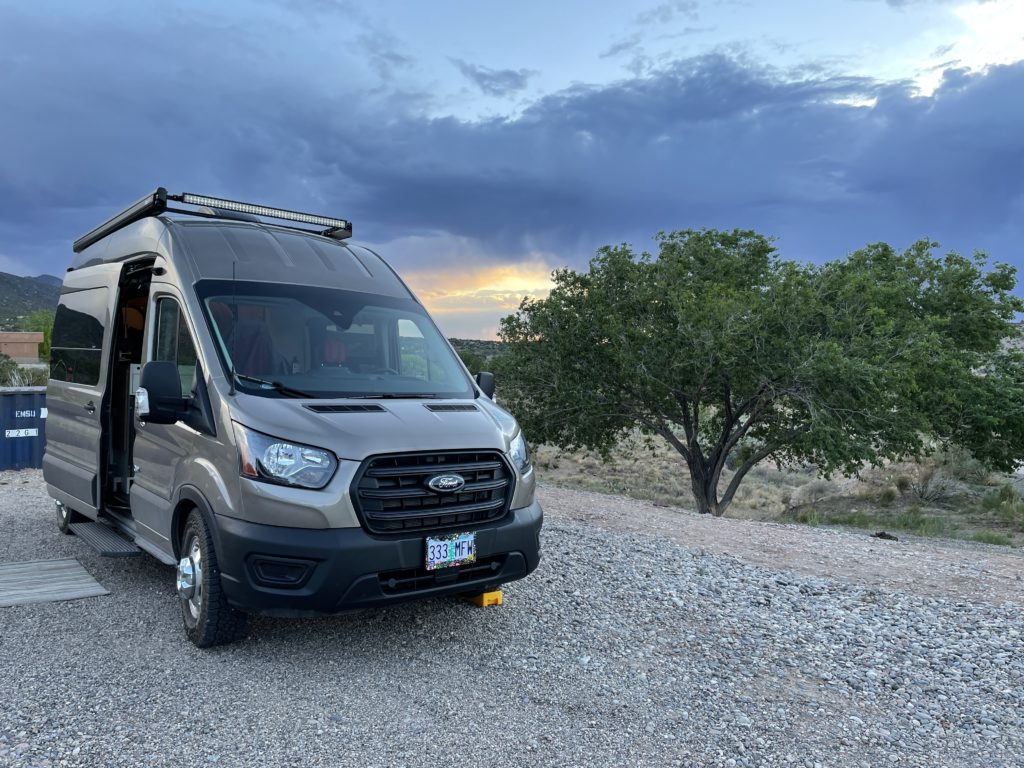 Laverne parked in the driveway of our gracious hosts through HipCamp.