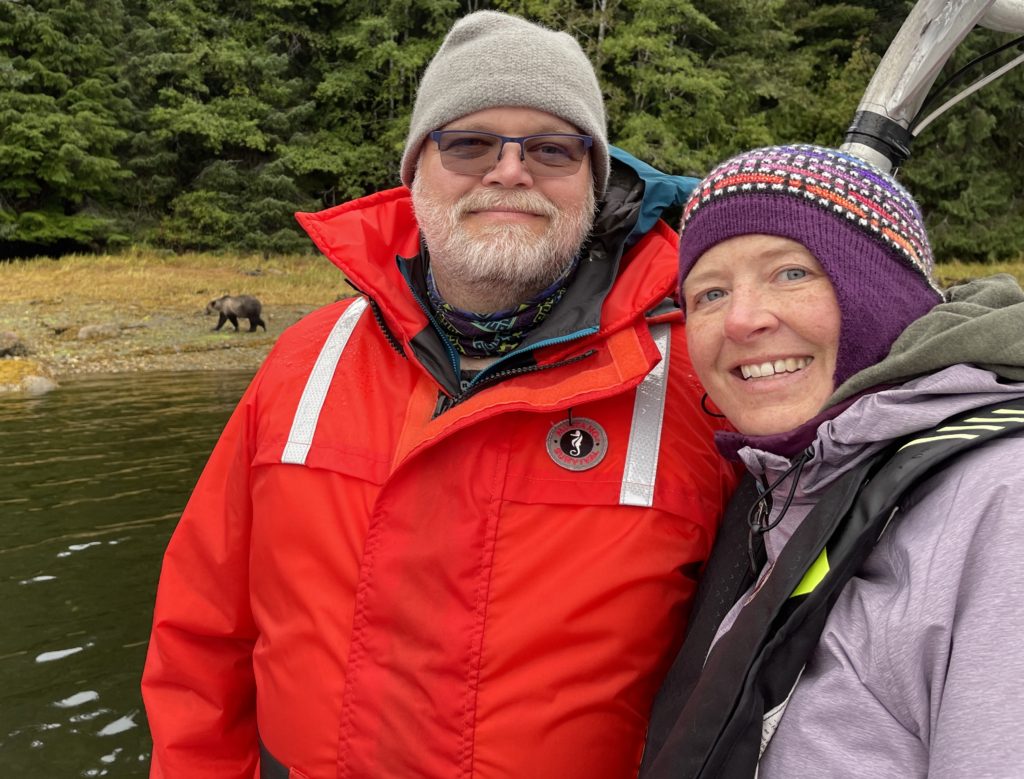 Glenn and I with a Khutzeymateen grizzly bears in the background