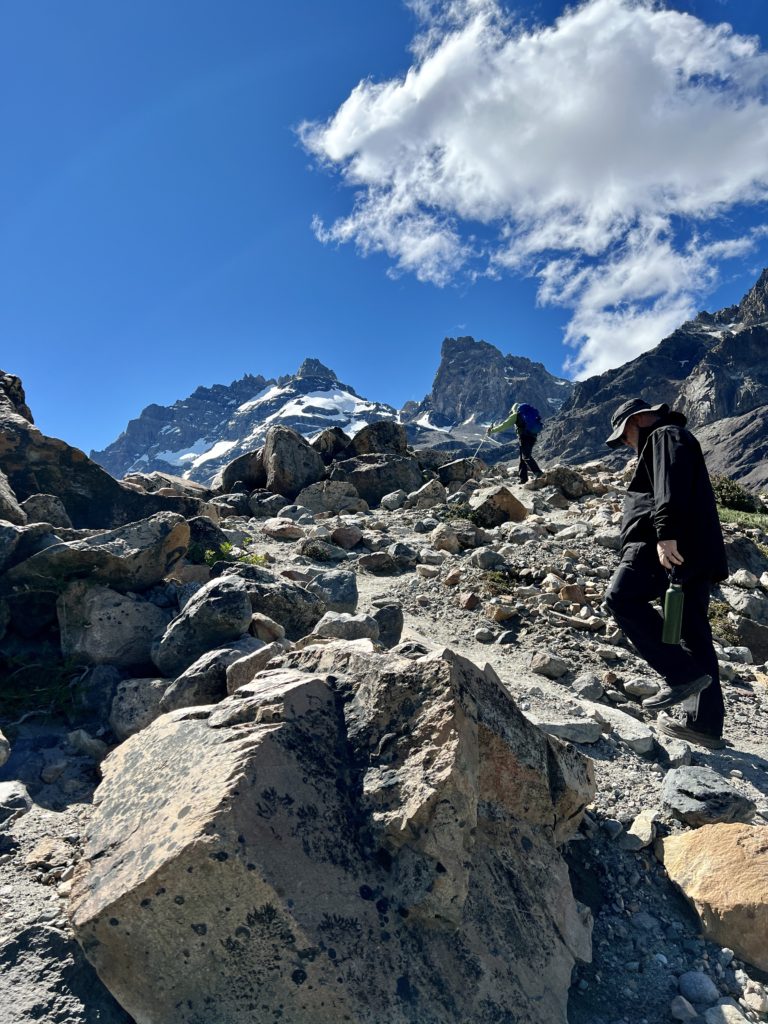 After getting settled at camp we continued on, crossing up and over several rough and tumble glacial moraines.